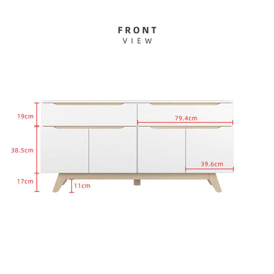 5.5FT Simona Series Display Cabinet Particle Board with 2 Storage Cabinet & 2 Drawers - HMZ-FN-DC-7714-WT