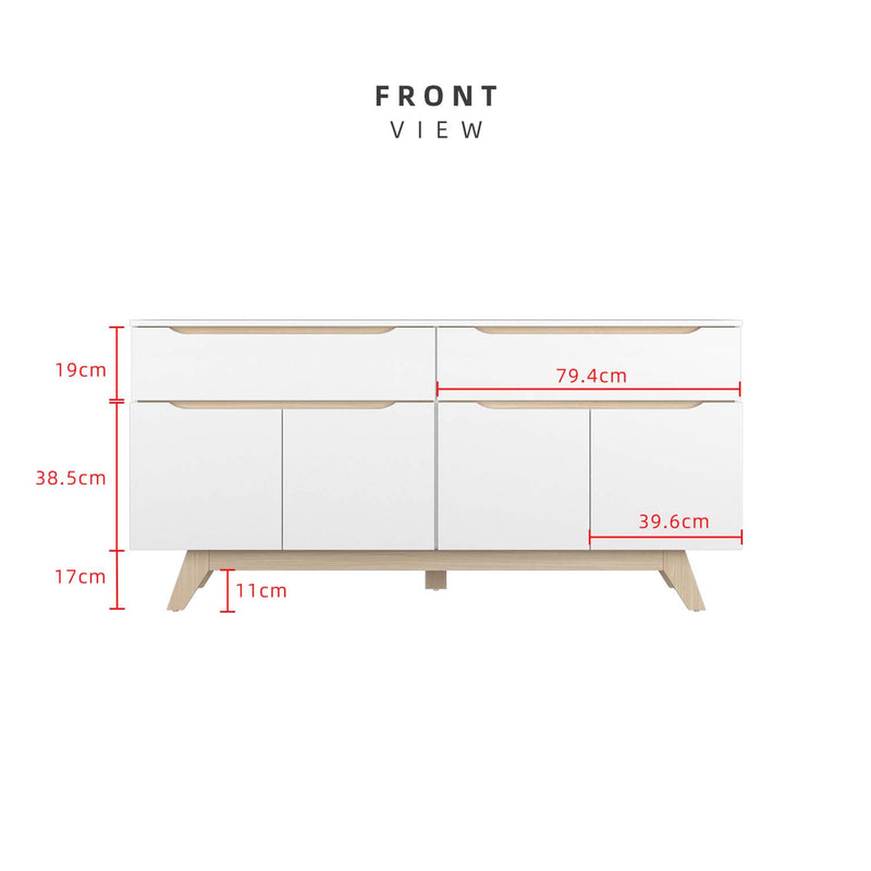 5.5FT Simona Series Display Cabinet Particle Board with 2 Storage Cabinet & 2 Drawers - HMZ-FN-DC-7714-WT