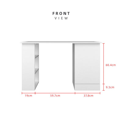 (EM) 3.9FT Study Desk Writing Table Office Table 1 Door + 3 Open Storage Left/Right White - HMZ-FN-WT-2005