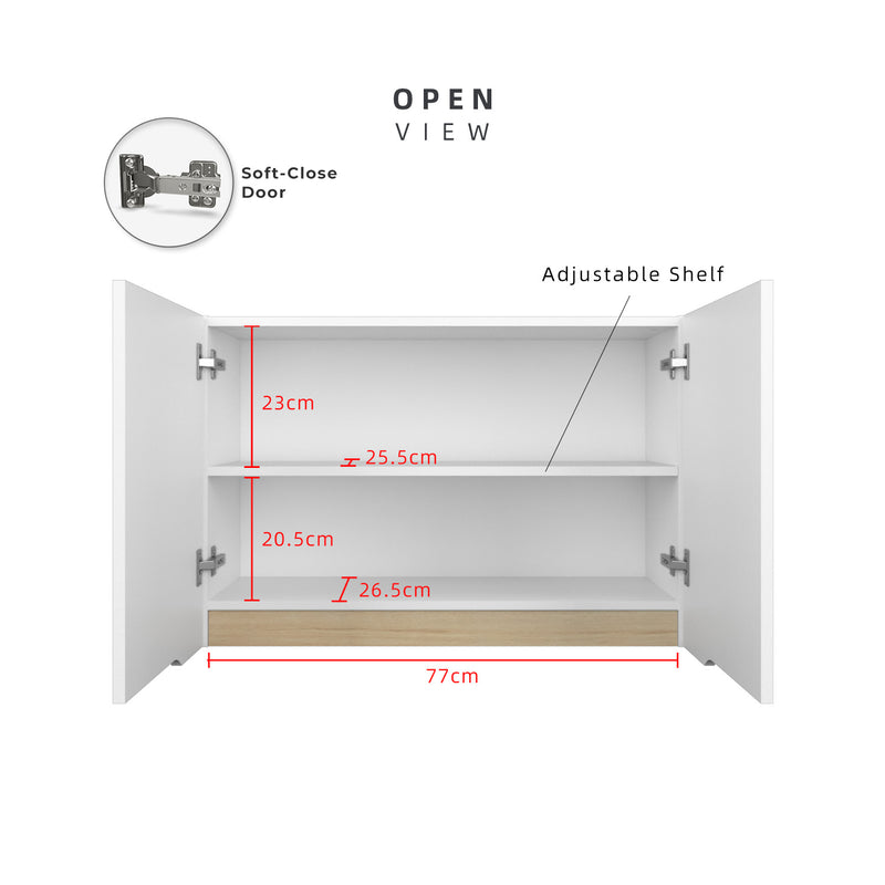 (EM) 2.6FT Sinowa Series Full Melamine Kitchen Cabinet Wall Unit / Kitchen Storage-HMZ-KWC-M6215-LH+WT