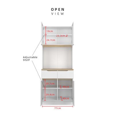 (EM) [FREE Shipping] 2.6FT Sinowa Series Full Melamine Kitchen Cabinet Tall Unit / Kitchen Storage - HMZ-KC-M2085-WT