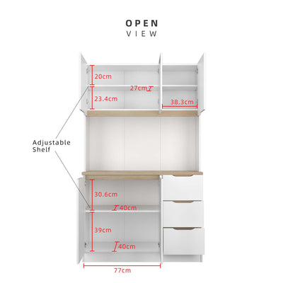 (FREE Shipping) 4FT Sinowa Series Full Melamine Kitchen Cabinet Tall Unit / Kitchen Storage - HMZ-KC-M2015-WT