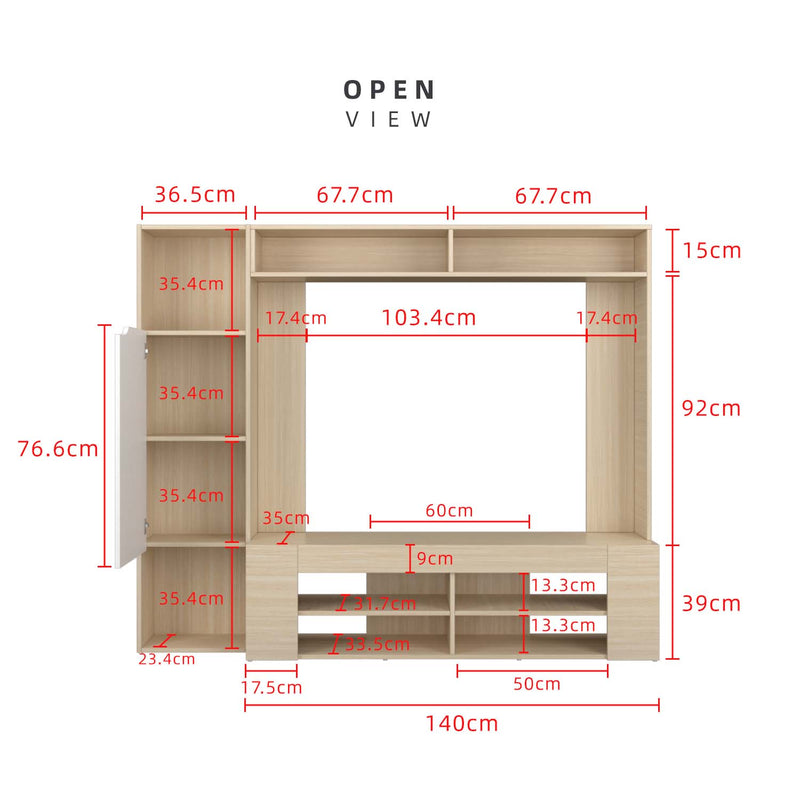 (EM) 6FT TV Cabinet (for 60 inch TV) with 1 Door & Top Shelf - Kabinet TV/Almari TV - 5999-NO+WT