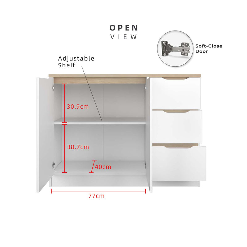 (FREE Shipping) 4FT Sinowa Pro Series Full Melamine Soft-Close Door Kitchen Cabinet Base Unit  / Kitchen Storage - HMZ-KBC-M9215-LH+WT