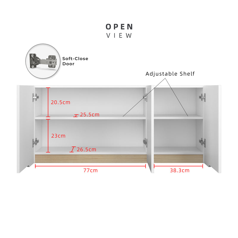 (FREE Shipping) 4FT Sinowa Pro Series Full Melamine Soft-Close Door Kitchen Cabinet Wall Unit / Kitchen Storage-HMZ-KWC-M6225-LH+WT