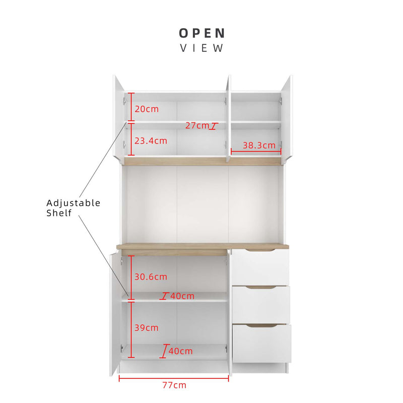 (EM) [FREE Shipping] 4FT Sinowa Series Full Melamine Kitchen Cabinet Tall Unit / Kitchen Storage - HMZ-KC-M2015-WT