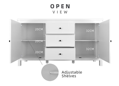 (EM) 5FT Paisley Series Display Cabinet Modernist Design Storage Cabinet with Plastic Wood Leg-HMZ-FN-DC-P1688-WT