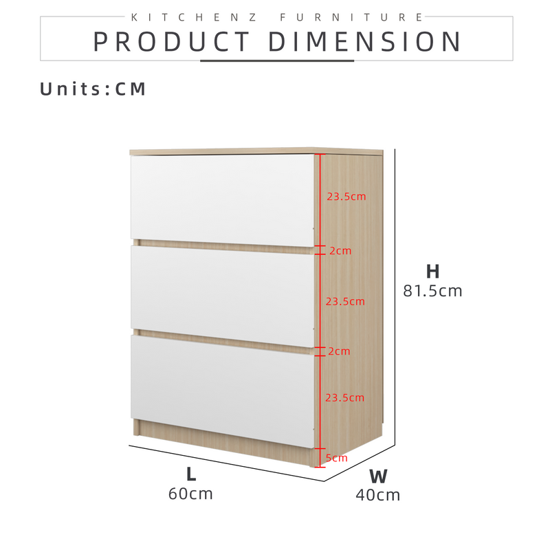 (EM) 3FT Chest Drawer with 3 Layers Drawer Storage-HMZ-FN-CD-7000/7010