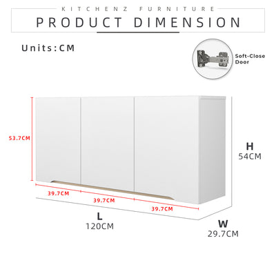 (FREE Shipping) 4FT Sinowa Pro Series Full Melamine Soft-Close Door Kitchen Cabinet Wall Unit / Kitchen Storage-HMZ-KWC-M6225-LH+WT