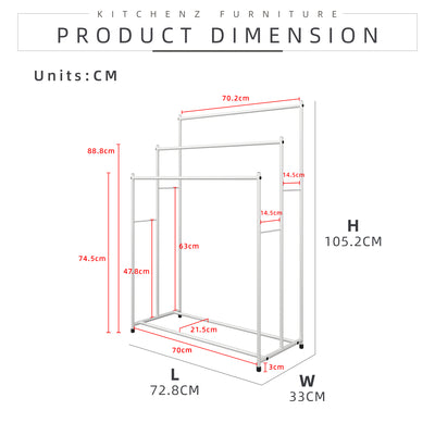 3FT Powder Coat Metal Bathroom Towel Rack Towel Hanger/ Clothes Dryer Round Corner with Wheels with Brakes -  HMZ-CH-FY101/103/104