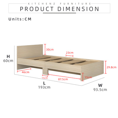 (EM) 6.3FT Single Size Wooden Bed Frame / Katil Single - HMZ-FN-BF-8202/8222