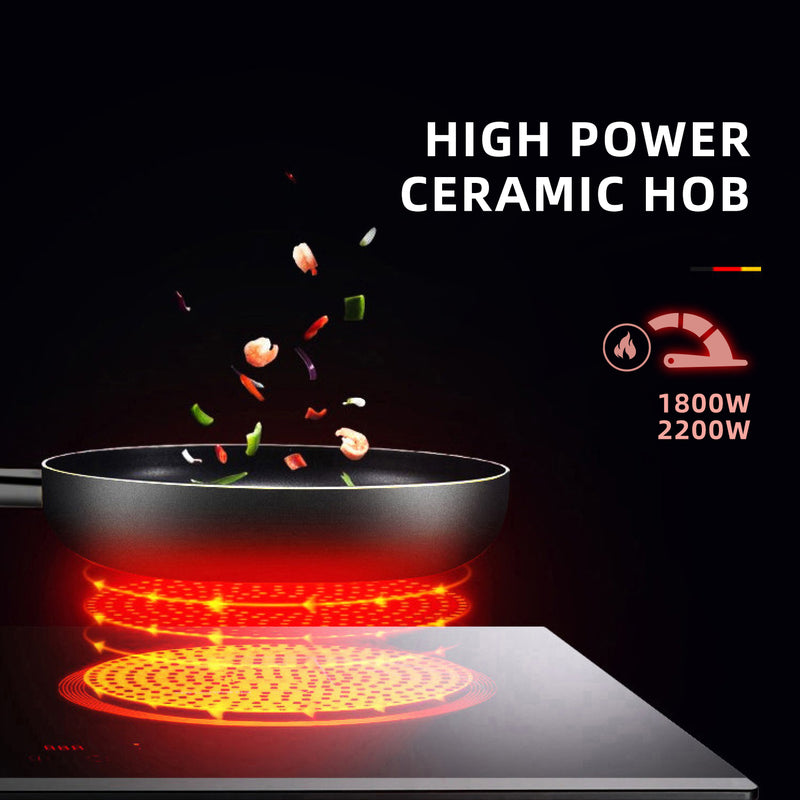 (FREE Shipping) Rubine Chimney Hood 1400m³/hr RCH-MARKX-BL + Built-in Hob RCE-VULCAN40-BL + FREE Ducting Hose DC18