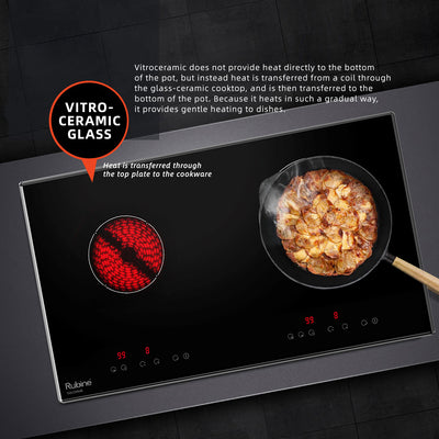 (FREE Shipping) Rubine Chimney Hood 1400m³/hr RCH-MARKX-BL + Built-in Hob RCE-VULCAN40-BL + FREE Ducting Hose DC18