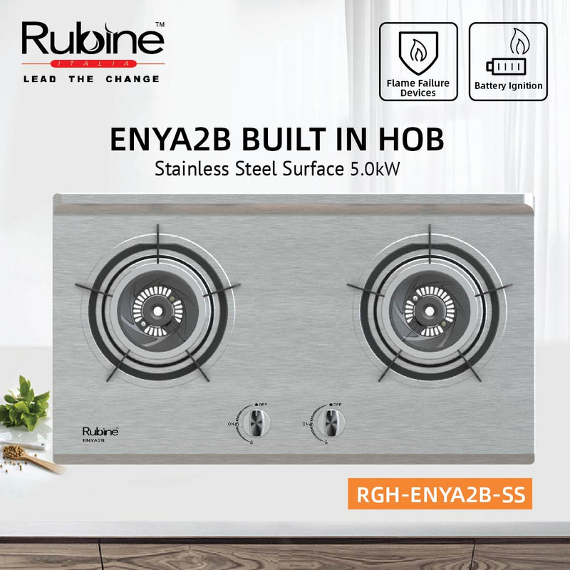[FREE Shipping] Rubine 5.0Kw Stainless Steel Surface Built-in Hob - RGH-ENYA2B-SS