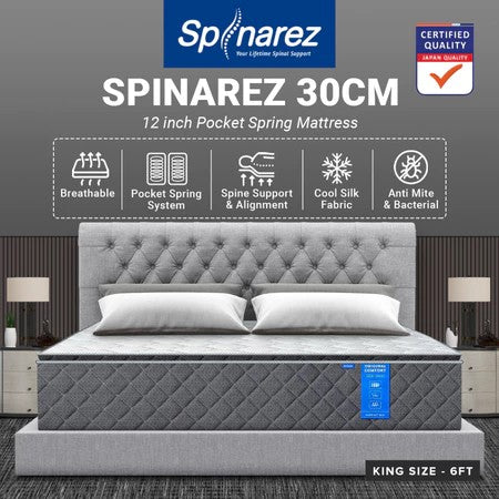 SpinaRez 25/30cm Roll Pack Mattress Individual Pocket Spring System + Pillow Top Design -Spinarez-Roll Pack