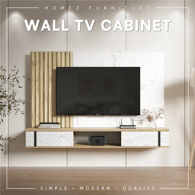 6FT Wall TV Cabinet with 2 Sliding Door Kabinet TV Dinding (1506+1507)