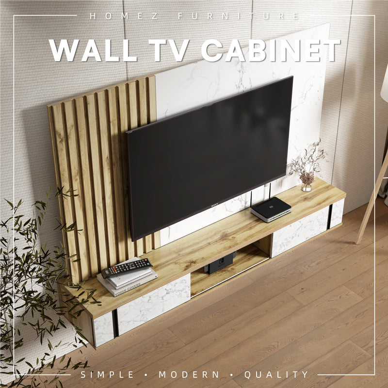 6FT Wall TV Cabinet with 2 Sliding Door Kabinet TV Dinding (1506+1507)