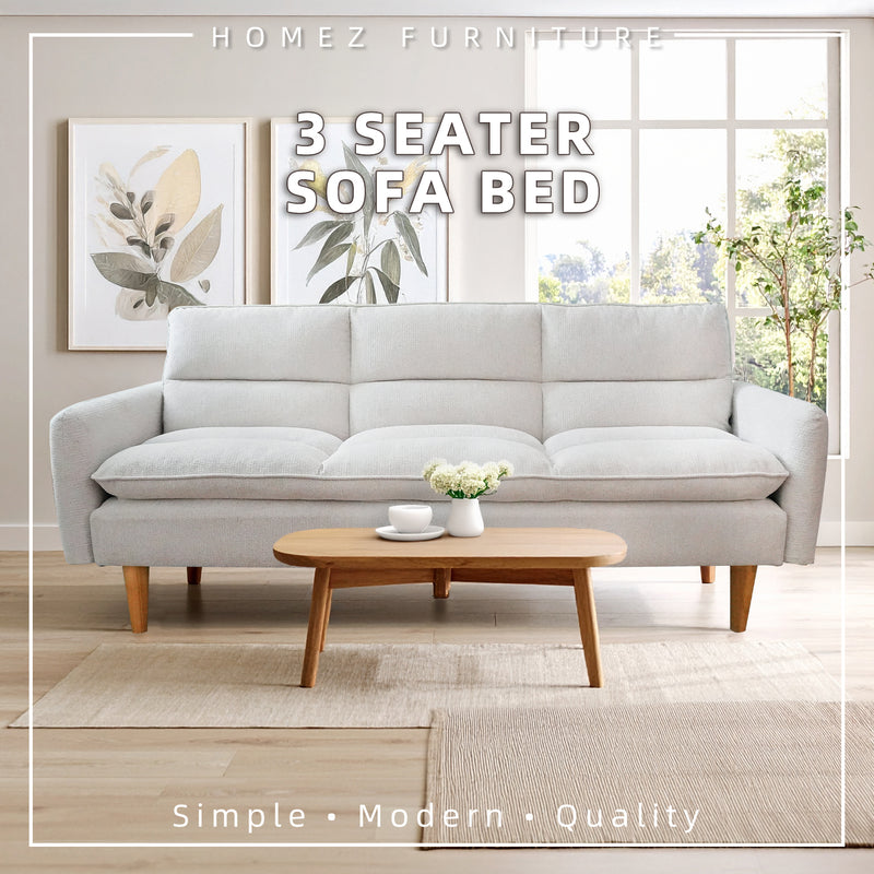 (FREE Shipping) 3 Seater Sofa Bed  With Solid Foam + Rubber Wood Leg and Metal Support Leg - ZLB059