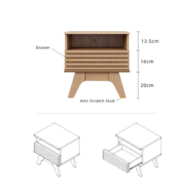 KitchenZ Aoki Series 1.6FT Side Table Bedside Drawer Storage Living Bedroom Furniture Meja Sisi - ST-A5040