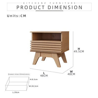 KitchenZ Aoki Series 1.6FT Side Table Bedside Drawer Storage Living Bedroom Furniture Meja Sisi - ST-A5040