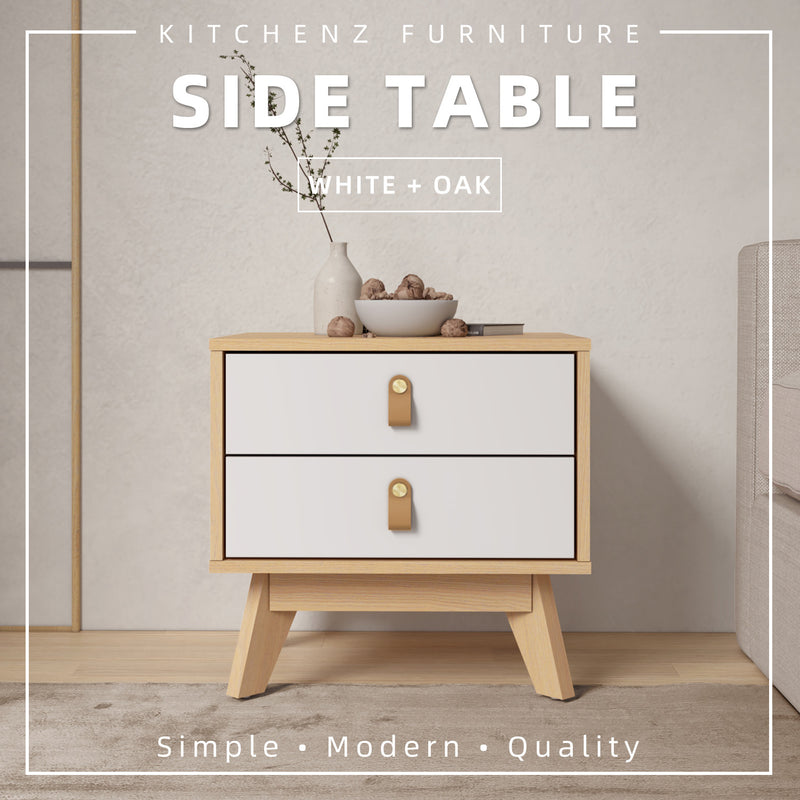 1.3FT Oasis Series Side Table with 2 Drawers-HMZ-FN-ST-O4840-WT