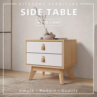 1.3FT Oasis Series Side Table with 2 Drawers-HMZ-FN-ST-O4840-WT