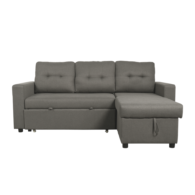 (EM) KitchenZ 3 Seater Linen Fabric L Shape Multifunctional Sofa Bed with Storage Box Dark/Light Grey-6081