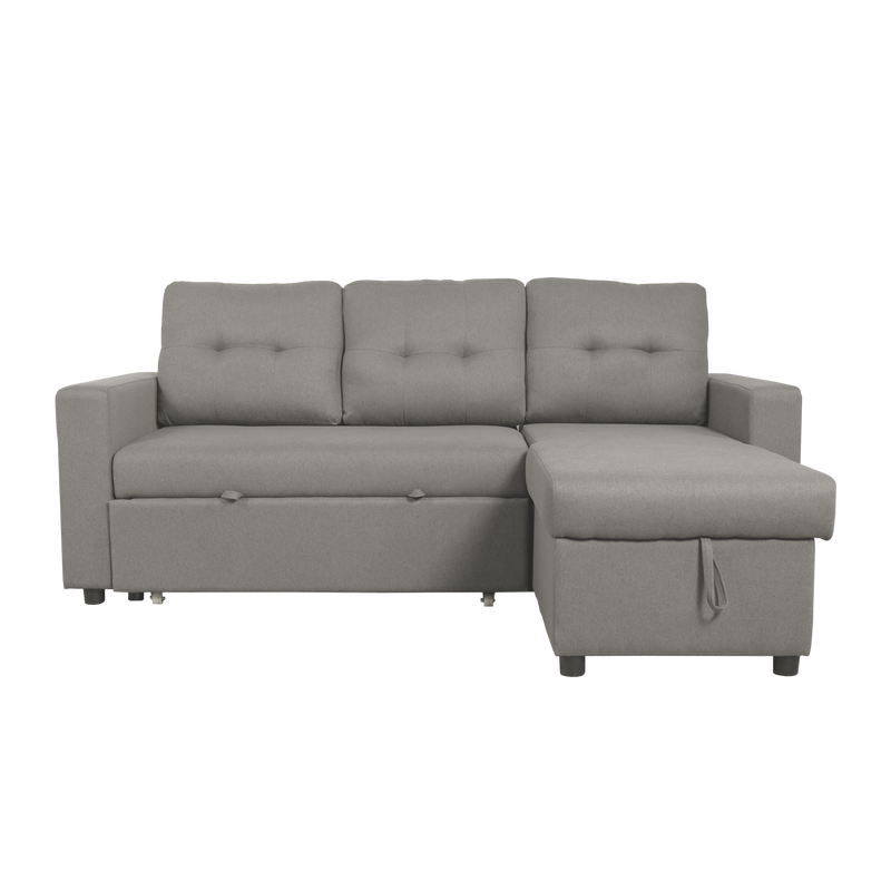 (FREE Shipping) 3 Seater Linen Fabric L Shape Multifunctional Sofa Bed with Storage Box Dark/Light Grey-6081