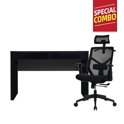 [MAY SPECIAL COMBO] High Back Office Chair Adjustable 4FT Writting Table LED Open Storage with Drawers