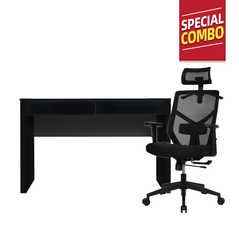 [MAY SPECIAL COMBO] High Back Office Chair Adjustable 4FT Writting Table LED Open Storage with Drawers