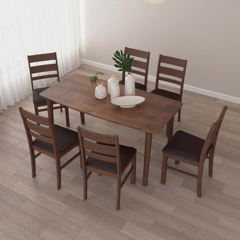 (EM) 6 People Seater Aslan Solid Wood Dining Set with 1 Table 6 Chairs-Aslan Dining Set (1+6)