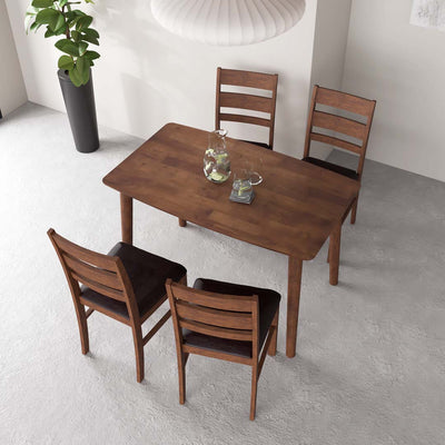 (EM) 4 People Seater Aslan Solid Wood Dining Set with 1 Table 4 Chairs-Aslan Dining Set (1+4)