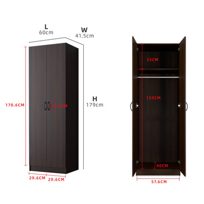 2FT 2 Door Wardrobe Solid Board with Hanging Rod-HMZ-FN-WD-6000/6020