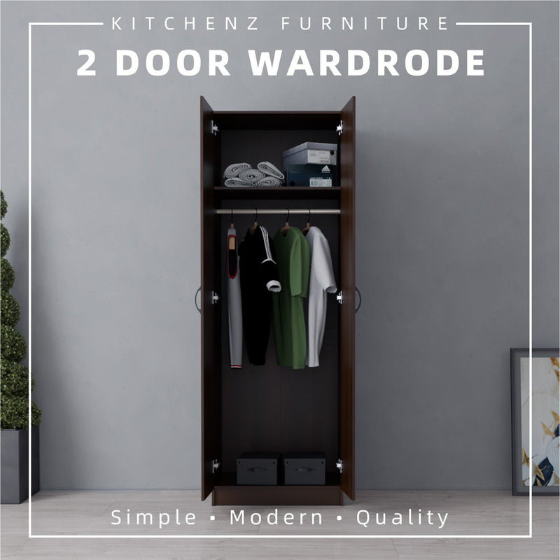 (EM) 2FT 2 Door Wardrobe Solid Board with Hanging Rod-HMZ-FN-WD-6000/6020/6050