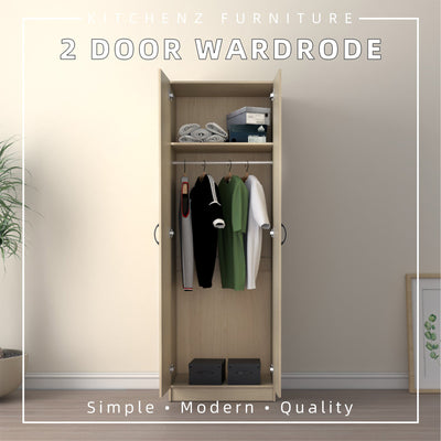 (EM) 2FT 2 Door Wardrobe Solid Board with Hanging Rod-HMZ-FN-WD-6000/6020/6050