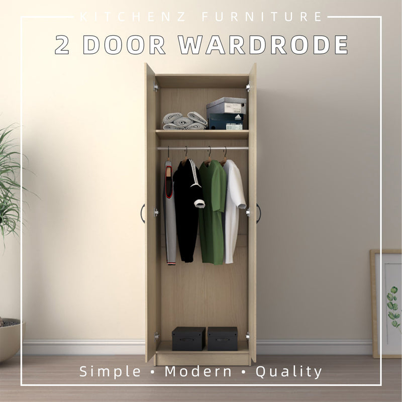 2FT 2 Door Wardrobe Solid Board with Hanging Rod-HMZ-FN-WD-6000/6020