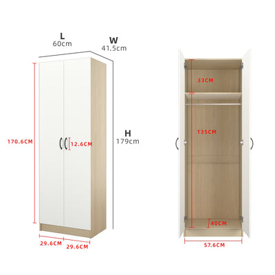 2FT 2 Door Wardrobe Solid Board with Hanging Rod-HMZ-FN-WD-6000/6020