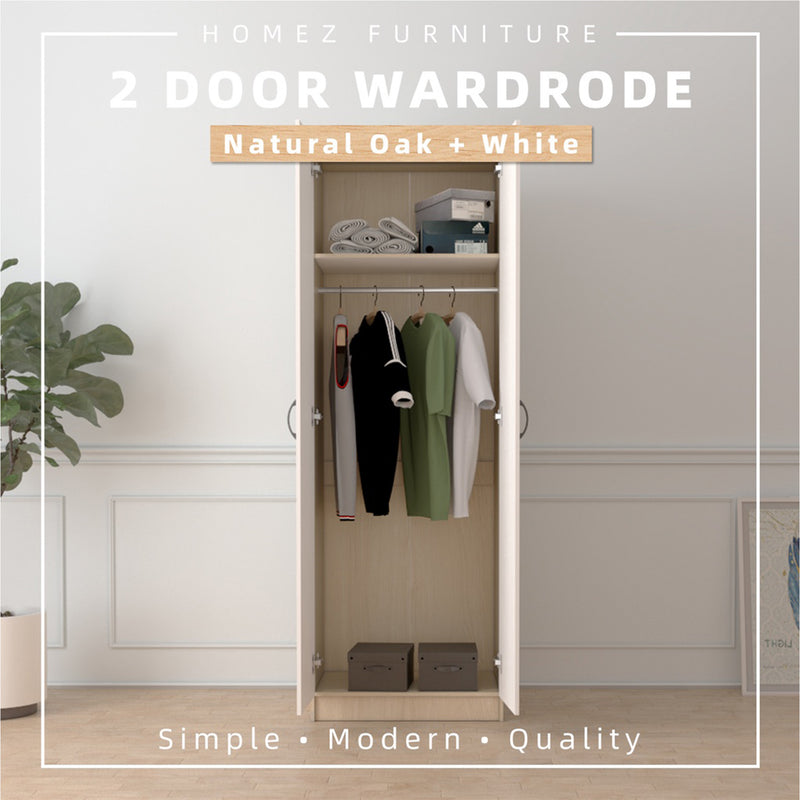 (EM) 2FT 2 Door Wardrobe Solid Board with Hanging Rod-HMZ-FN-WD-6000/6020/6050