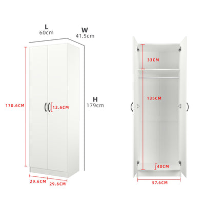 2FT 2 Door Wardrobe Solid Board with Hanging Rod-HMZ-FN-WD-6000/6020