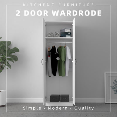 (EM) 2FT 2 Door Wardrobe Solid Board with Hanging Rod-HMZ-FN-WD-6000/6020/6050