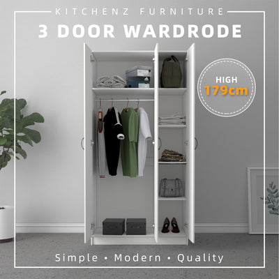 3FT 3 Door Wardrobe Solid Board with 6 Shelves- HMZ-FN-WD-6001/6021