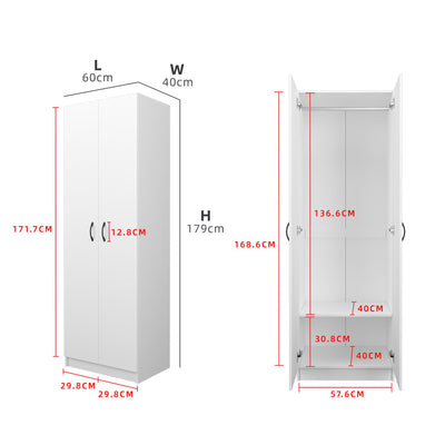 2FT 2 Door Wardrobe Solid Board with Hanging Rod-HMZ-FN-WD-6000/6020