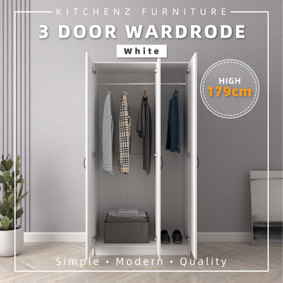 3FT 3 Door Wardrobe Solid Board with 6 Shelves- HMZ-FN-WD-6001/6021