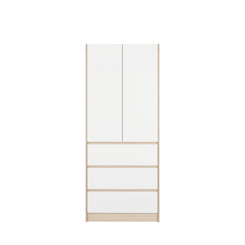 (EM) 200cm High 2 Door Wardrobe 3 Drawer Solid Board / Almari Pakaian-HMZ-FN-WD-6007/6417