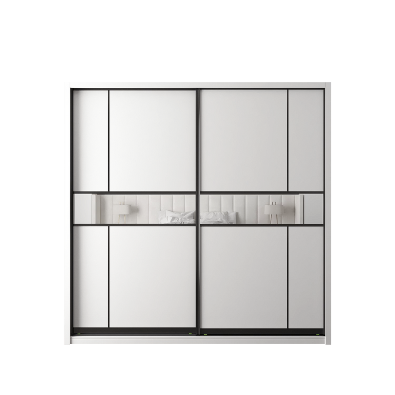 (EM) [FREE Shipping & FREE Installation - ONLY KK] 8FT x 8FT Full Melamine Sliding Wardrobe Anti-Jump Almari Baju Almari Pakaian Kabinet Baju