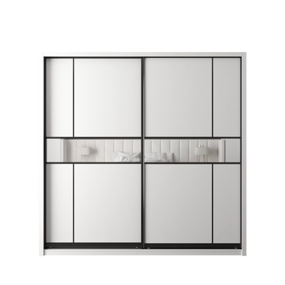 (EM) [FREE Shipping & FREE Installation - ONLY KK] 8FT x 8FT Full Melamine Sliding Wardrobe Anti-Jump Almari Baju Almari Pakaian Kabinet Baju