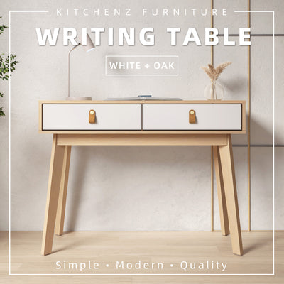 3.3FT Oasis Series Writing Table with 2 Drawers-HMZ-FN-WT-O1040-WT