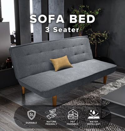 (EM) 3 Seater Sofa Bed With Rubber Wood Leg - ZLB048-LG-SBH