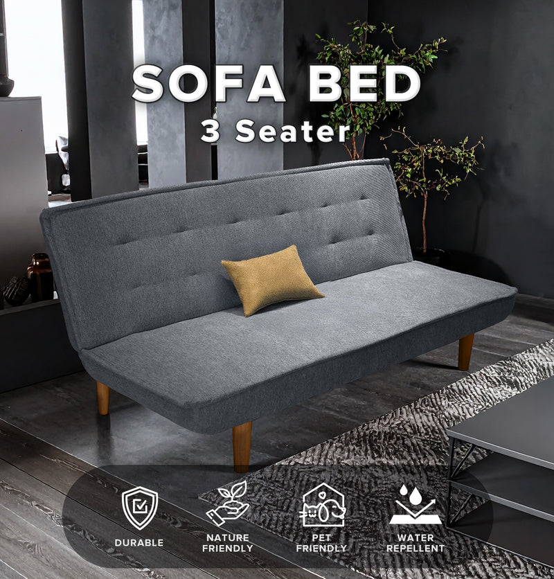 (EM) 3 Seater Sofa Bed With Rubber Wood Leg - ZLB048-LG-SBH