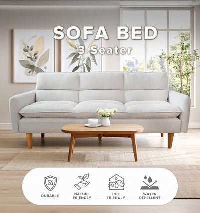 (FREE Shipping) 3 Seater Sofa Bed  With Solid Foam + Rubber Wood Leg and Metal Support Leg - ZLB059